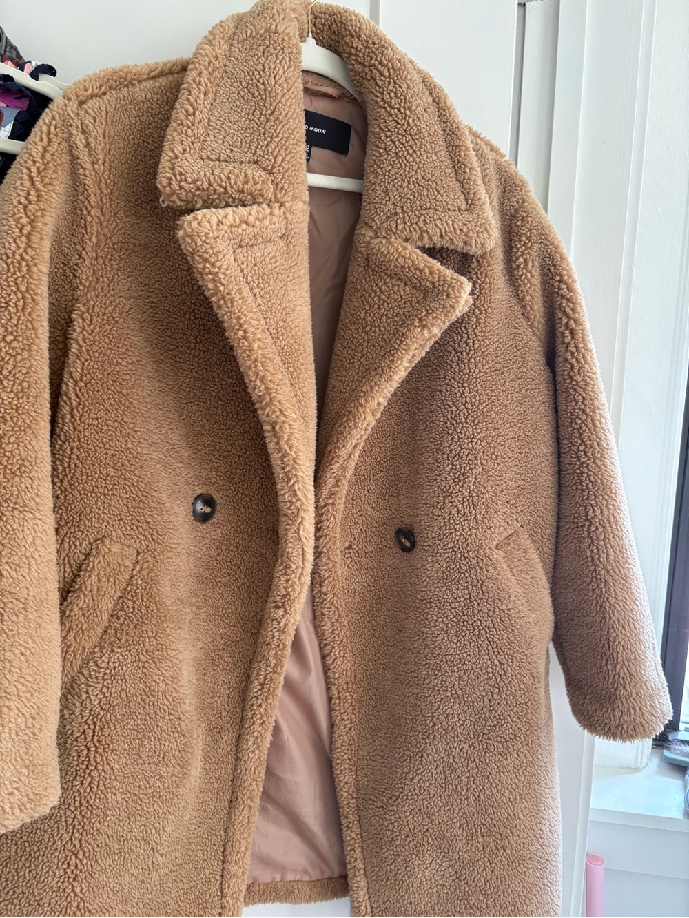Vero Moda Teddy Faux Shearling Jacket - Camel